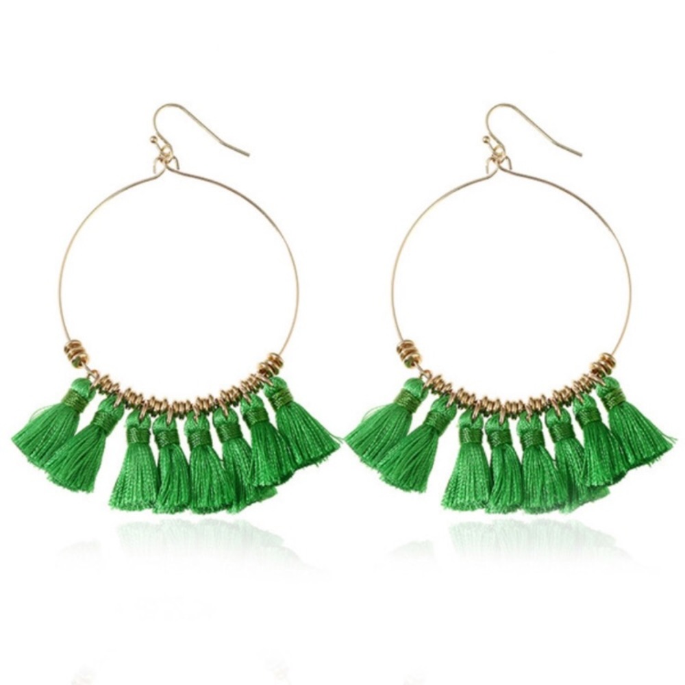 Hoop Tassel Earrings - Picture 3 of 4